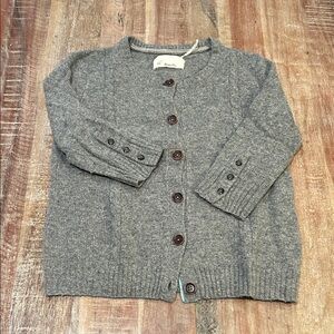 Trovata Vintage Eleanor Charcoal Button-Up Cardigan with Elbow-Length Sleeves